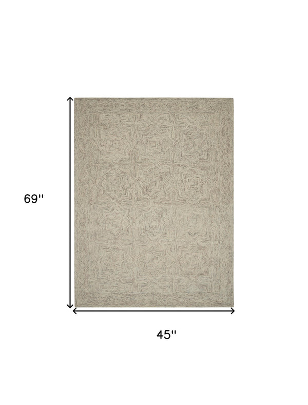 Homeroots 8' X 11' Blue And Ivory Wool Geometric Area Rug  Wool 554889