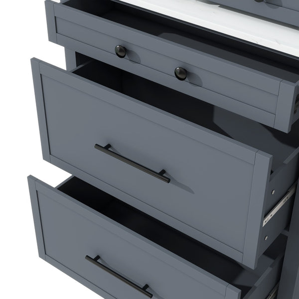 English Elm Topmax 83.7" Modern Gray Kitchen Pantry With Faux Marble Top & 5 Drawer Storage Solution N717P221575E-GIGA