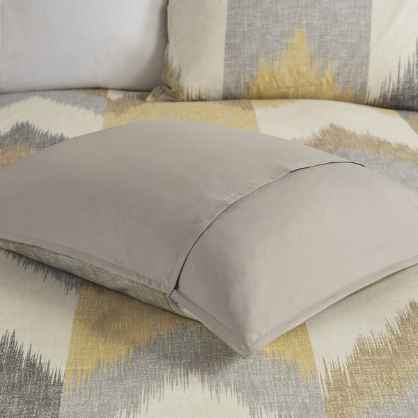 English Elm Full/Queen Alpine Duvet Cover Mini Set — 200TC Cotton Ikat Chevron, OEKO‑TEX, Antimicrobial, Button Closure B03596520