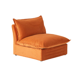 English Elm Sky Cloud Sectional Sofa with Cloud-Like Comfort, Modular L-Shaped Velvet Seating, Removable Covers, Storage Ottoman Orange B341S00020