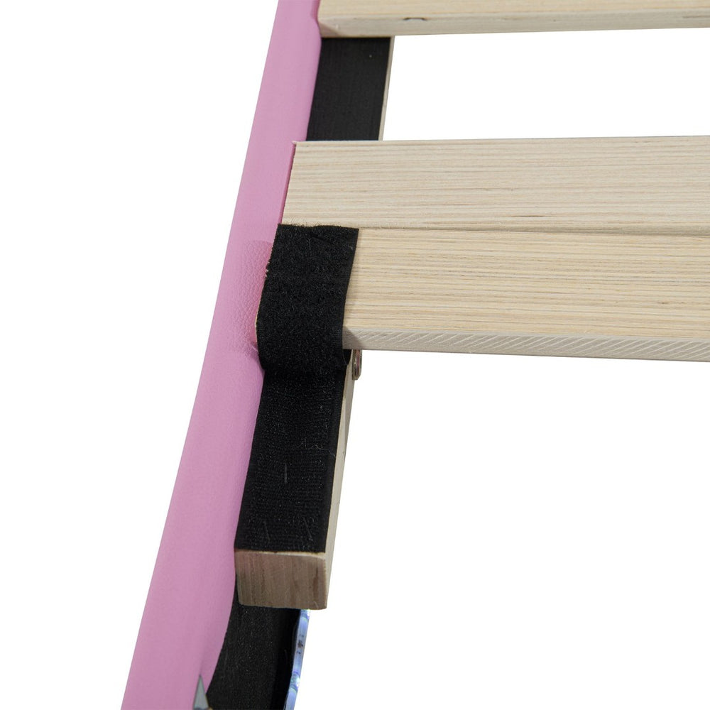 English Elm Twin Upholstered Bed Frame With Led Lights & Crown Headboard - Pink And White, Stylish Storage Solution W2770P190376-GIGA