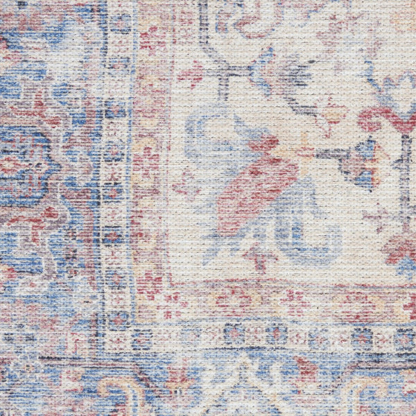 Homeroots 3' Blue Floral Distressed Area Rug - Stylish Power Loom Design For Cozy Home Décor, 36" X 60" 3' X 5' Cotton Blend 554913