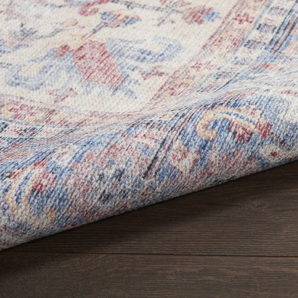 Homeroots 3' Blue Floral Distressed Area Rug - Stylish Power Loom Design For Cozy Home Décor, 36" X 60" 3' X 5' Cotton Blend 554913