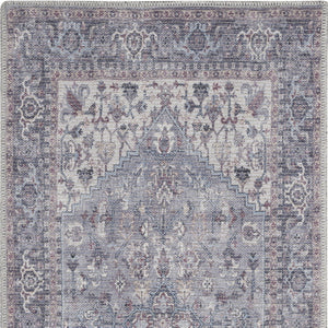 Homeroots 3' Blue And Beige Floral Power Loom Distressed Area Rug – Elegant Design For Cozy Spaces! 3' X 5' Cotton Blend 554914