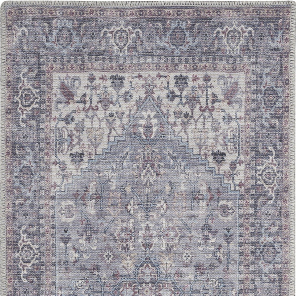 Homeroots 3' Blue And Beige Floral Power Loom Distressed Area Rug – Elegant Design For Cozy Spaces! 3' X 5' Cotton Blend 554914