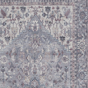 Homeroots 3' Blue And Beige Floral Power Loom Distressed Area Rug – Elegant Design For Cozy Spaces! 3' X 5' Cotton Blend 554914