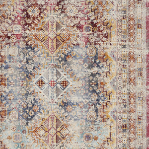 Homeroots 8' X 10' Ivory Red And Orange Geometric Distressed Area Rug – Durable, Stain Resistant, Stylish Design  Polypropylene 554923