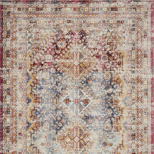 Homeroots 8' X 10' Ivory Red And Orange Geometric Distressed Area Rug – Durable, Stain Resistant, Stylish Design  Polypropylene 554923