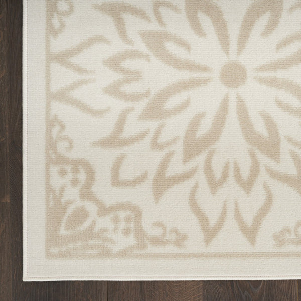 HomeRoots 8' Timeless Floral Area Rug in Beige and Ivory - Durable, Stain-Resistant Design for Any Room 8' X 10' 554926