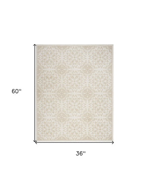 Homeroots 8' X 10' Beige And Ivory Floral Area Rug  Polypropylene 554926