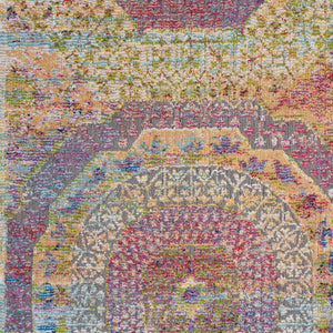 Homeroots 4' X 6' Blue Red And Orange Geometric Non Skid Area Rug  Polypropylene 554928