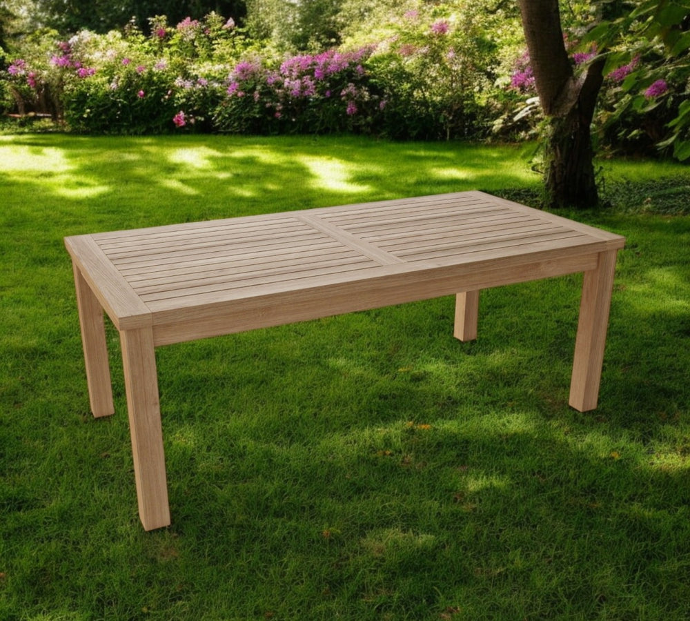 HomeRoots 47" Natural Solid Wood Outdoor Coffee Table - Durable Teak Design for Patios, Decks & Pools 554929