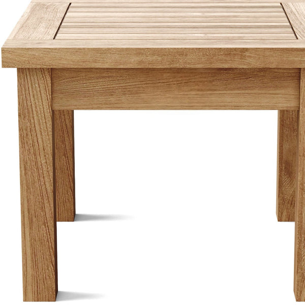 Homeroots 20" Natural Solid Wood Outdoor Side Table - Durable Teak Design For Backyard Bbqs And Relaxation   554930