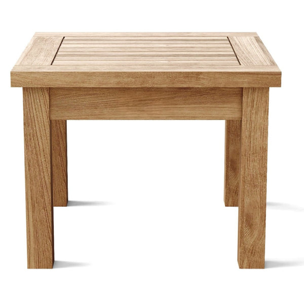 Homeroots 20" Natural Solid Wood Outdoor Side Table - Durable Teak Design For Backyard Bbqs And Relaxation   554930