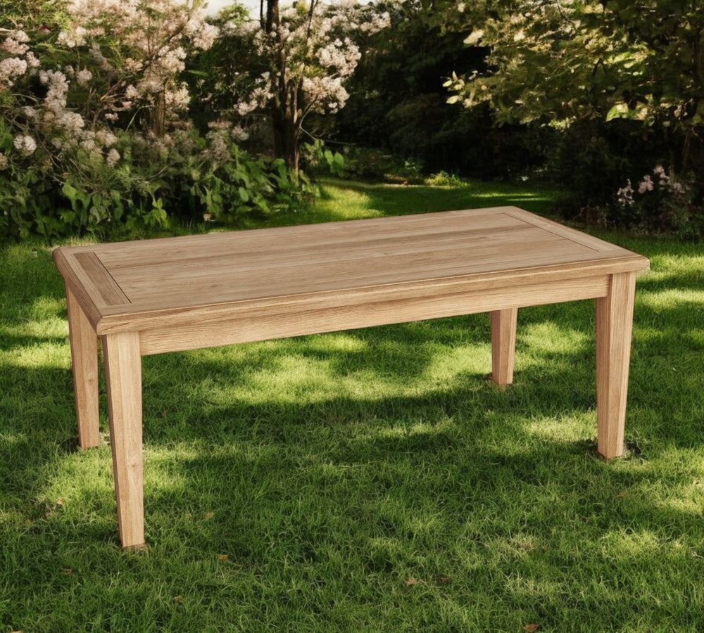Homeroots 47" Solid Wood Outdoor Coffee Table - Elegant Teak Design For Stylish Backyard Gatherings & Relaxation   554931
