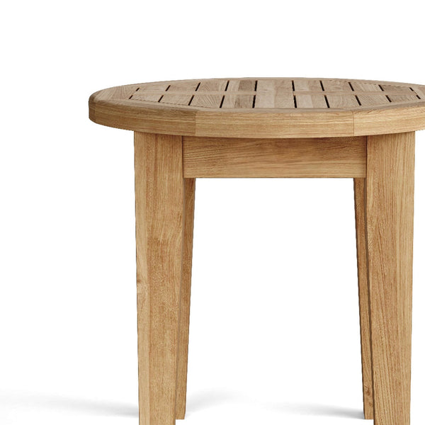 Homeroots 20" Natural Rounded Solid Wood Outdoor Side Table – Perfect For Entertaining & Enhancing Your Patio!   554932