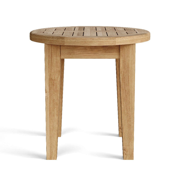 Homeroots 20" Natural Rounded Solid Wood Outdoor Side Table – Perfect For Entertaining & Enhancing Your Patio!   554932