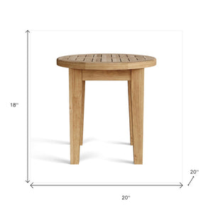 Homeroots 20" Natural Rounded Solid Wood Outdoor Side Table – Perfect For Entertaining & Enhancing Your Patio!   554932