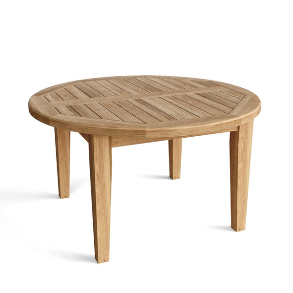 HomeRoots 35" Natural Rounded Solid Wood Coffee Table – Elegant Teak Design for Outdoor Living Spaces & Entertaining 554933