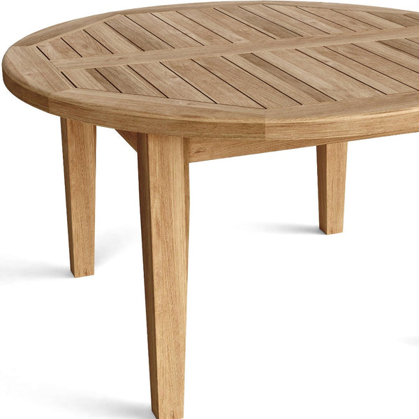 Homeroots 35" Natural Rounded Solid Wood Outdoor Coffee Table - Perfect For Entertaining & Relaxing Outdoors!   554933