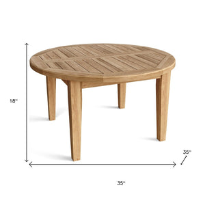 Homeroots 35" Natural Rounded Solid Wood Outdoor Coffee Table - Perfect For Entertaining & Relaxing Outdoors!   554933