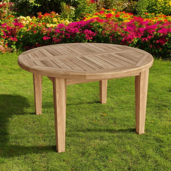Homeroots 35" Natural Rounded Solid Wood Outdoor Coffee Table - Perfect For Entertaining & Relaxing Outdoors!   554933