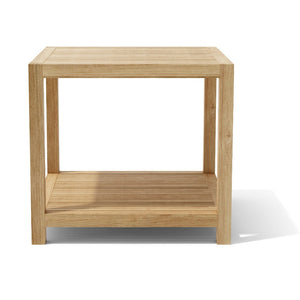 Homeroots 22" Natural Square Solid Wood Outdoor Side Table - Stylish, Durable, Two-tiered Storage For Your Patio   554934