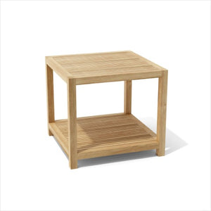 Homeroots 22" Natural Square Solid Wood Outdoor Side Table - Stylish, Durable, Two-tiered Storage For Your Patio   554934