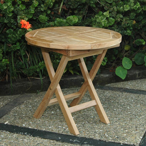 Homeroots 20" Natural Rounded Solid Wood Folding Outdoor Side Table – Elegant, Durable, And Space-saving Design   554935