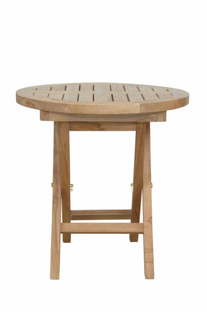 HomeRoots 20" Elegant Natural Teak Folding Outdoor Side Table - Space-Saving, Durable, Perfect for Patios & Pools 554936