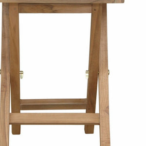 Homeroots 20" Natural Rounded Solid Wood Folding Outdoor Side Table – Elegant, Durable, And Space-saving Design   554936