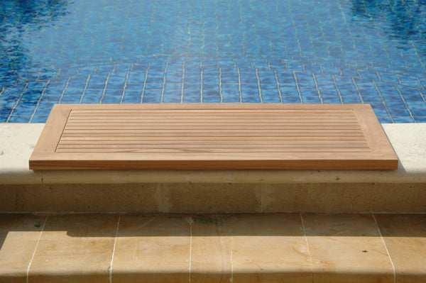 HomeRoots Natural Teak 39" Shower Mat - Elegant, Non-Slip, Water-Resistant Bath Accessory for Indoor & Outdoor Use 554941