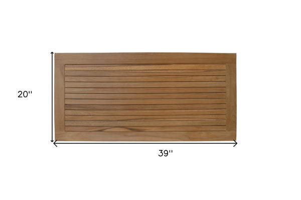 HomeRoots Natural Teak 39" Shower Mat - Elegant, Non-Slip, Water-Resistant Bath Accessory for Indoor & Outdoor Use 554941