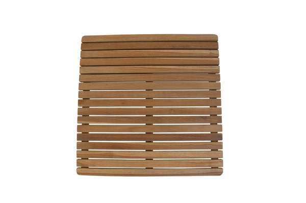 HomeRoots Natural Teak 24" Square Shower Mat - Spa-Inspired, Water-Resistant, Antimicrobial Comfort for Home Use 554942