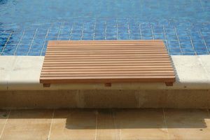 HomeRoots Natural Teak 24" Square Shower Mat - Spa-Inspired, Water-Resistant, Antimicrobial Comfort for Home Use 554942