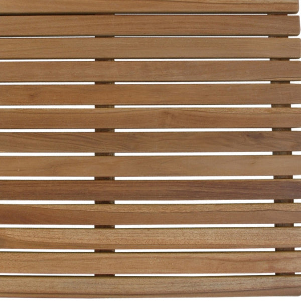 HomeRoots Natural Teak 24" Square Shower Mat - Spa-Inspired, Water-Resistant, Antimicrobial Comfort for Home Use 554942