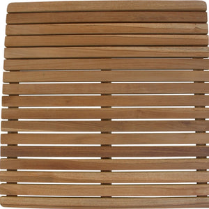 HomeRoots Natural Teak 24" Square Shower Mat - Spa-Inspired, Water-Resistant, Antimicrobial Comfort for Home Use 554942