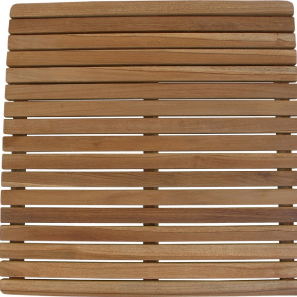 HomeRoots Natural Teak 24" Square Shower Mat - Spa-Inspired, Water-Resistant, Antimicrobial Comfort for Home Use 554942