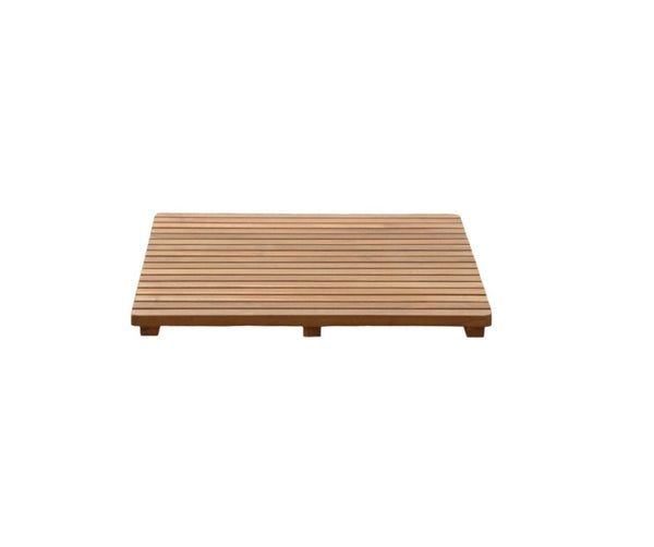 HomeRoots Natural Teak 24" Square Shower Mat - Spa-Inspired, Water-Resistant, Antimicrobial Comfort for Home Use 554942