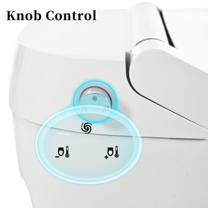 English Elm Smart toilet One-Piece Elongated Heated Seat with Foot Sensor, Dual Flush, Auto-LED Night Light, IPX4 Waterproof and Soft-Close Comfort Bowl (White) N753P222587W