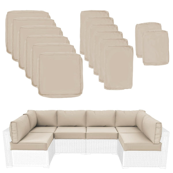 English Elm Outdoor Deep Seat Sectional Replacement Cushions Fade Resistant Polyester Set Beige W419P187679