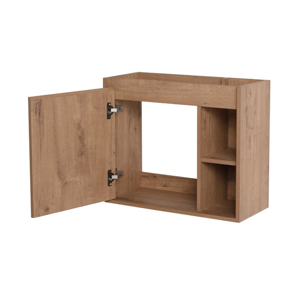 English Elm 24'' Floating Wall Mounted Bathroom Vanity with Ceramic Sink and Soft Close Cabinet Imitative Oak W999P426630