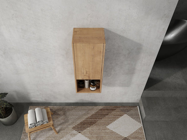 English Elm 12" Bathroom Side Cabinet with Soft-Close Hinges, Wall-Mounted Floating Oak Finish, Space-Saving Storage W999P283315