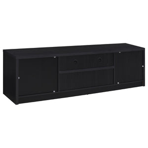 English Elm O'brien Matte Black 78 Inch Media Console with Three Drawers and Wire Management B062P451935