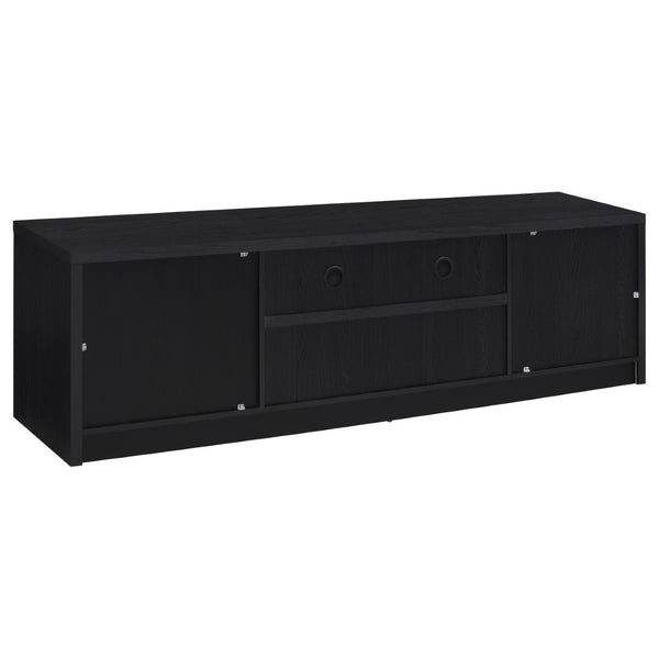 English Elm O'brien Matte Black 78 Inch Media Console with Three Drawers and Wire Management B062P451935