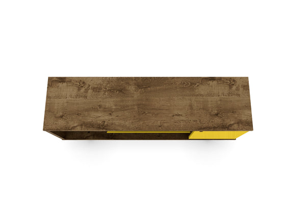 English Elm Liberty 53" Rustic Brown & Yellow Tv Stand – Stylish Mid-Century Design With Ample Storage Space B365P398340