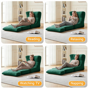 English Elm Cloud Corduroy Sleeper Chair Foldable High Density Foam Seat for Small Space Living Green W1765P448642