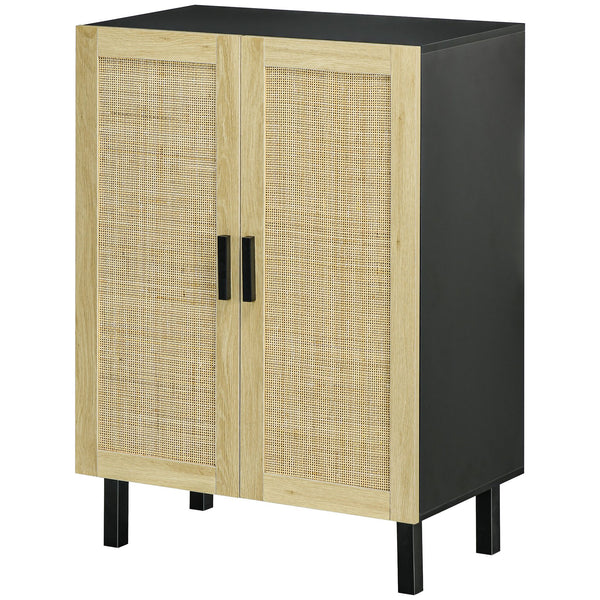 English Elm Homcom Stylish Sideboard Buffet Cabinet With Rattan Doors, Adjustable Shelves, Modern Boho Design W2225P217720