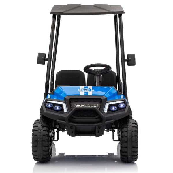 English Elm 24v Kids Electric Ride on Truck Four Seat All Wheel Drive Spring Suspension Sunshade Blue W1578P381256