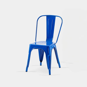 English Elm Set Of 2 Stylish High Gloss Antique Blue Metal Dining Chairs For Indoor & Outdoor Use, Stackable & Durable B347P383412-GIGA